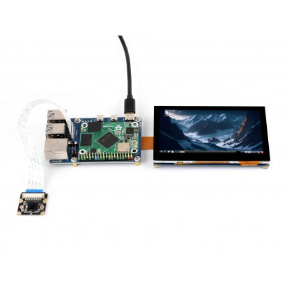 Core3566104032 Module, CM4 to Pi4B Adapter Board + 4.3inch touch Display + Camera Kit, Rockchip RK3566 Quad-core Processor, Compatible With Raspberry Pi CM4	