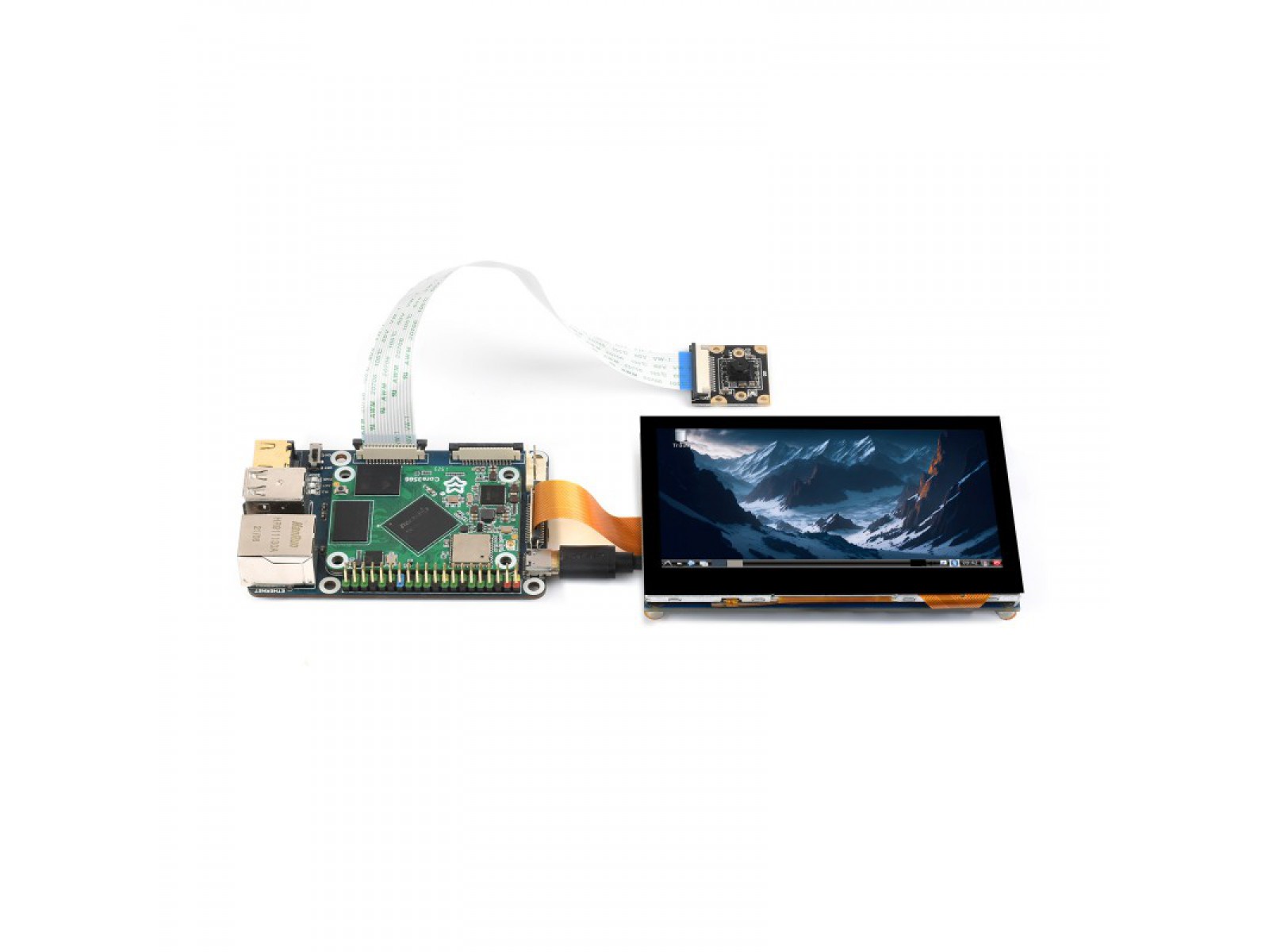Core3566104032 Module, CM4 Base Board + 4.3inch touch Display + Camera Kit, Rockchip RK3566 Quad-core Processor, Compatible With Raspberry Pi CM4	