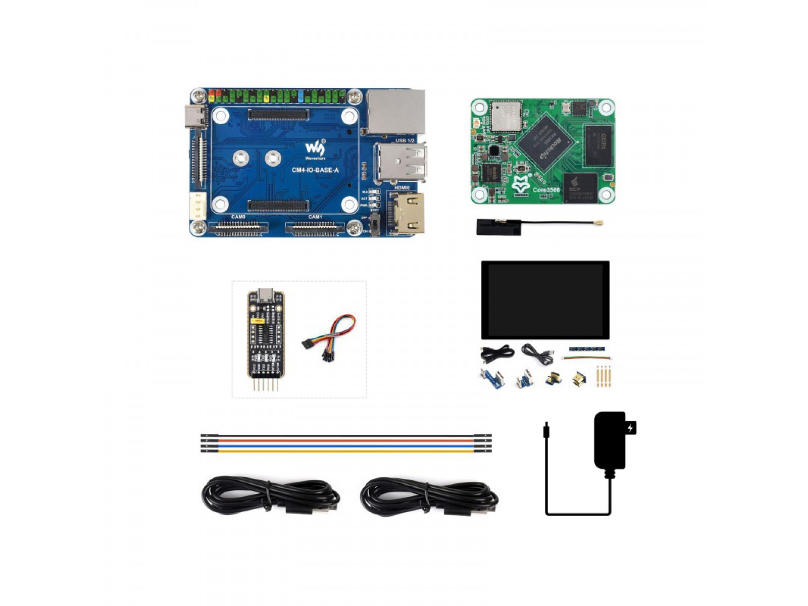 Core3566104032 Module, CM4 Base Board + 8inch touch Display Kit, Rockchip RK3566 Quad-core Processor, Compatible With Raspberry Pi CM4	