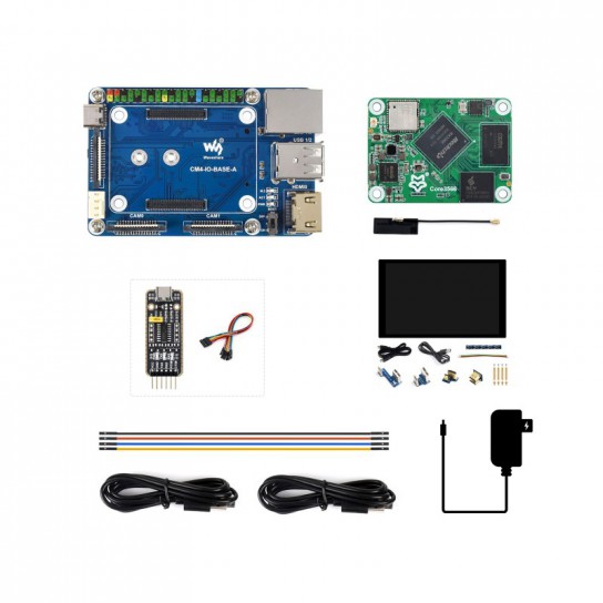 Core3566104032 Module, CM4 Base Board + 8inch touch Display Kit, Rockchip RK3566 Quad-core Processor, Compatible With Raspberry Pi CM4	