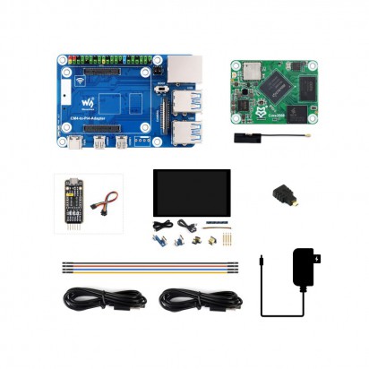 Core3566104032 Module, CM4 to Pi4B Adapter Board + 8inch touch Display Kit, Rockchip RK3566 Quad-core Processor, Compatible With Raspberry Pi CM4	