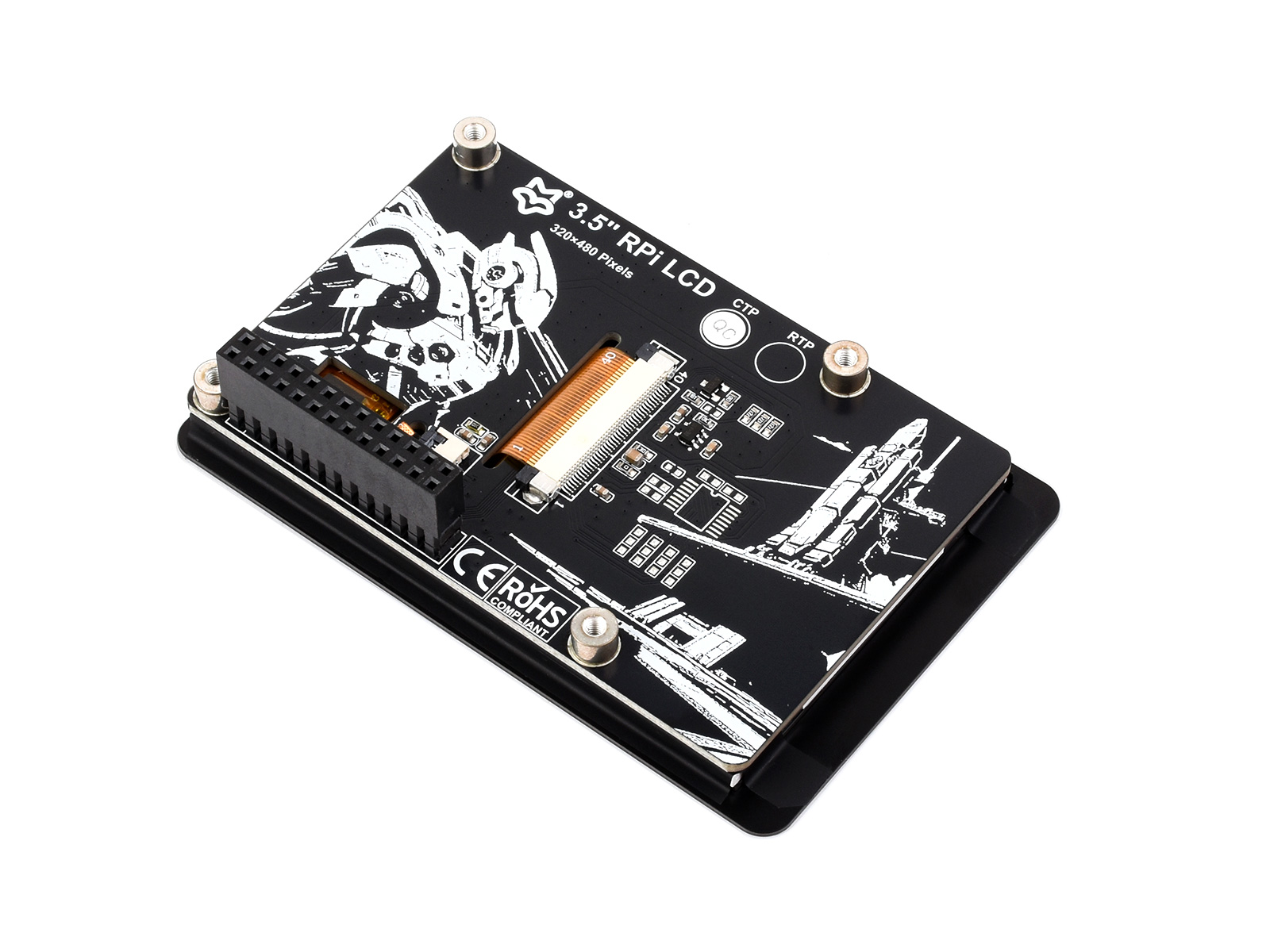 3.5inch Capacitive Touch Display for Raspberry Pi, IPS Panel, 320×480 Resolution, 5-point Touch, Toughened Glass Panel