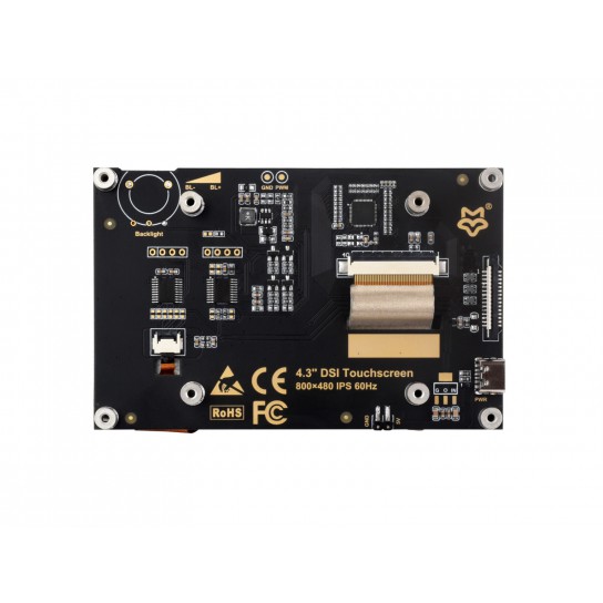 4.3inch DSI Capacitive Touch Display, 800×480 Pixels, DSI Interface, IPS Panel, 178° Wide Viewing Angle, Up To 5-point Touch