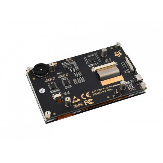 4.3inch DSI Capacitive Touch Display, 800×480 Pixels, DSI Interface, IPS Panel, 178° Wide Viewing Angle, Up To 5-point Touch