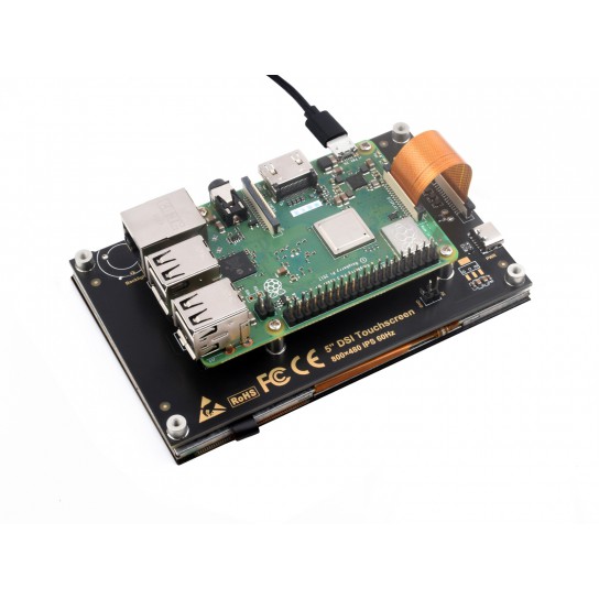 5inch DSI Capacitive Touch Display, 800×480 Pixels, DSI Interface, IPS Panel, 178° Wide Viewing Angle, Up To 5-point Touch