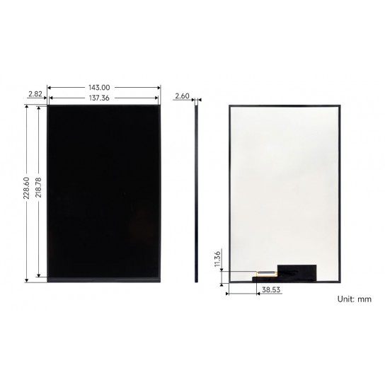 10.1inch IPS LCD Display, 10.1" 800×1280 High Resolution IPS LCD Panel, MIPI Interface, IPS Screen, Full Color, Wide Viewing Angle