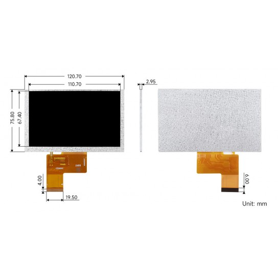 5inch IPS LCD Display, 5" 800×480 High Resolution IPS LCD Panel, RGB Interface, IPS Screen, 800×480, Full Color, Wide Viewing Angle