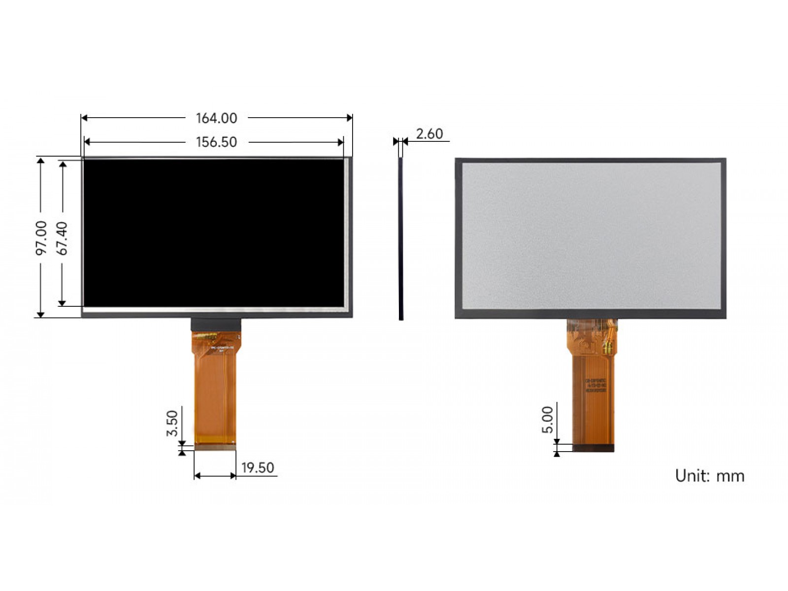 7inch IPS LCD Display, 7" 800×480 High Resolution IPS LCD Panel, RGB Interface, IPS Screen, 800×480, Full Color