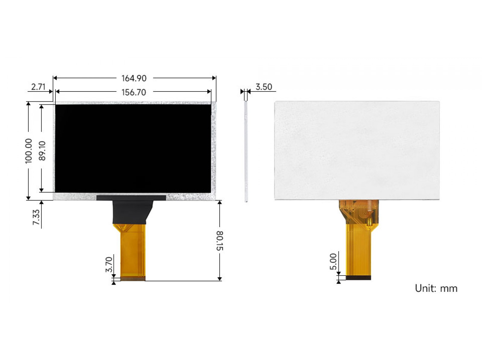 7inch TFT LCD Display, 7" 800×480 High Resolution TFT LCD Panel, RGB Interface, TFT Screen, 800×480, Full Color