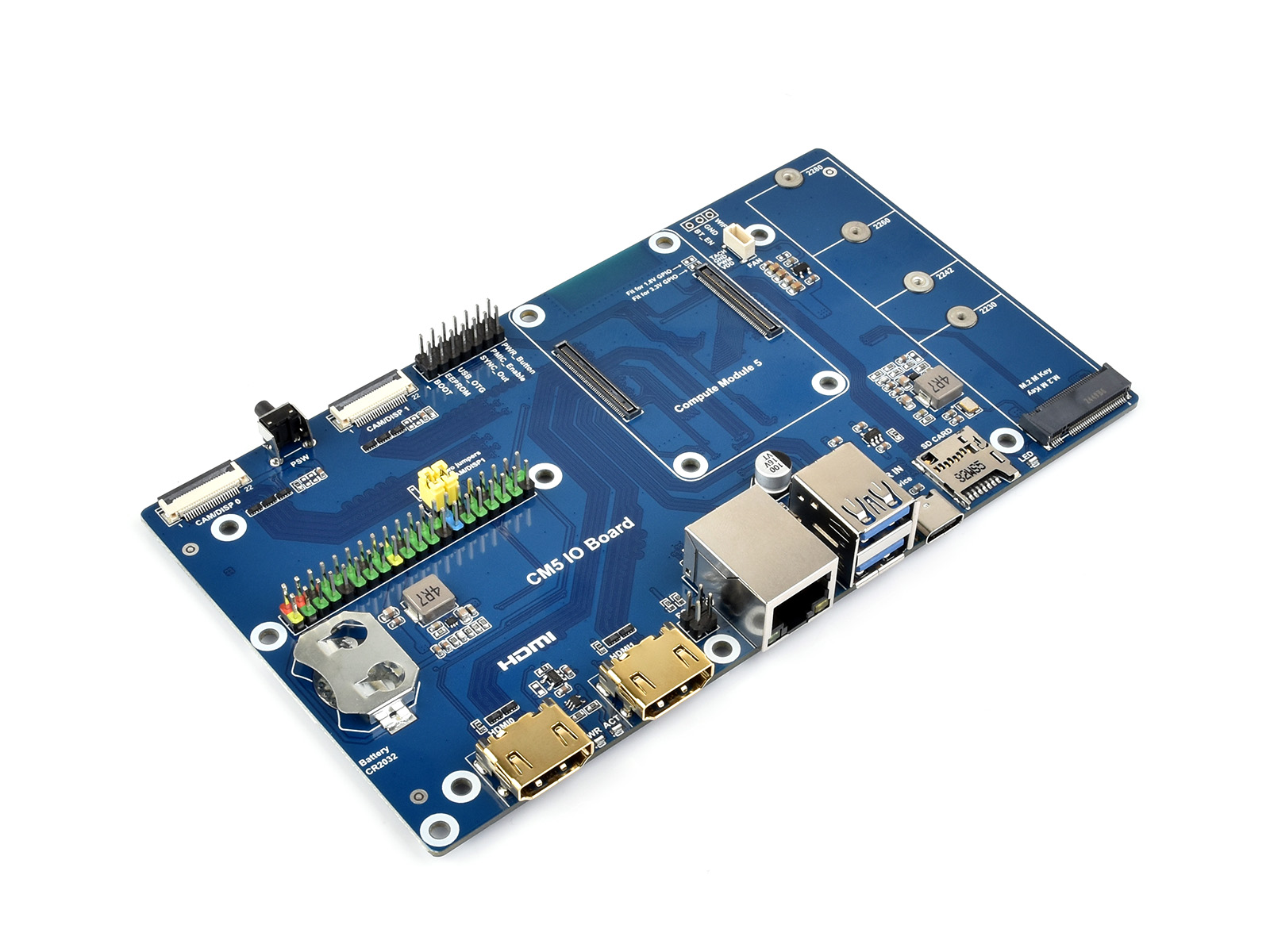 Luckfox CM5 IO Board For Compute Module 5, Dual HDMI Ports, Dual USB3.0 Ports, PoE Gigabit Ethernet RJ45 connector, PCIe M.2 Slot, for all Variants of CM5