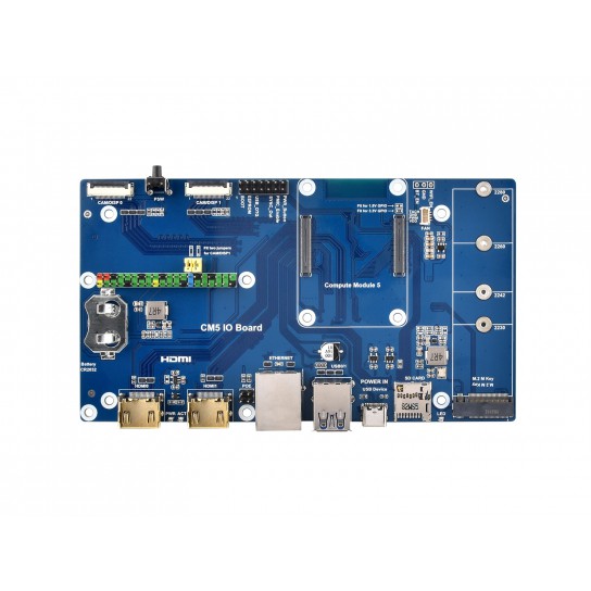 Luckfox CM5 IO Board For Compute Module 5, Dual HDMI Ports, Dual USB3.0 Ports, PoE Gigabit Ethernet RJ45 connector, PCIe M.2 Slot, for all Variants of CM5