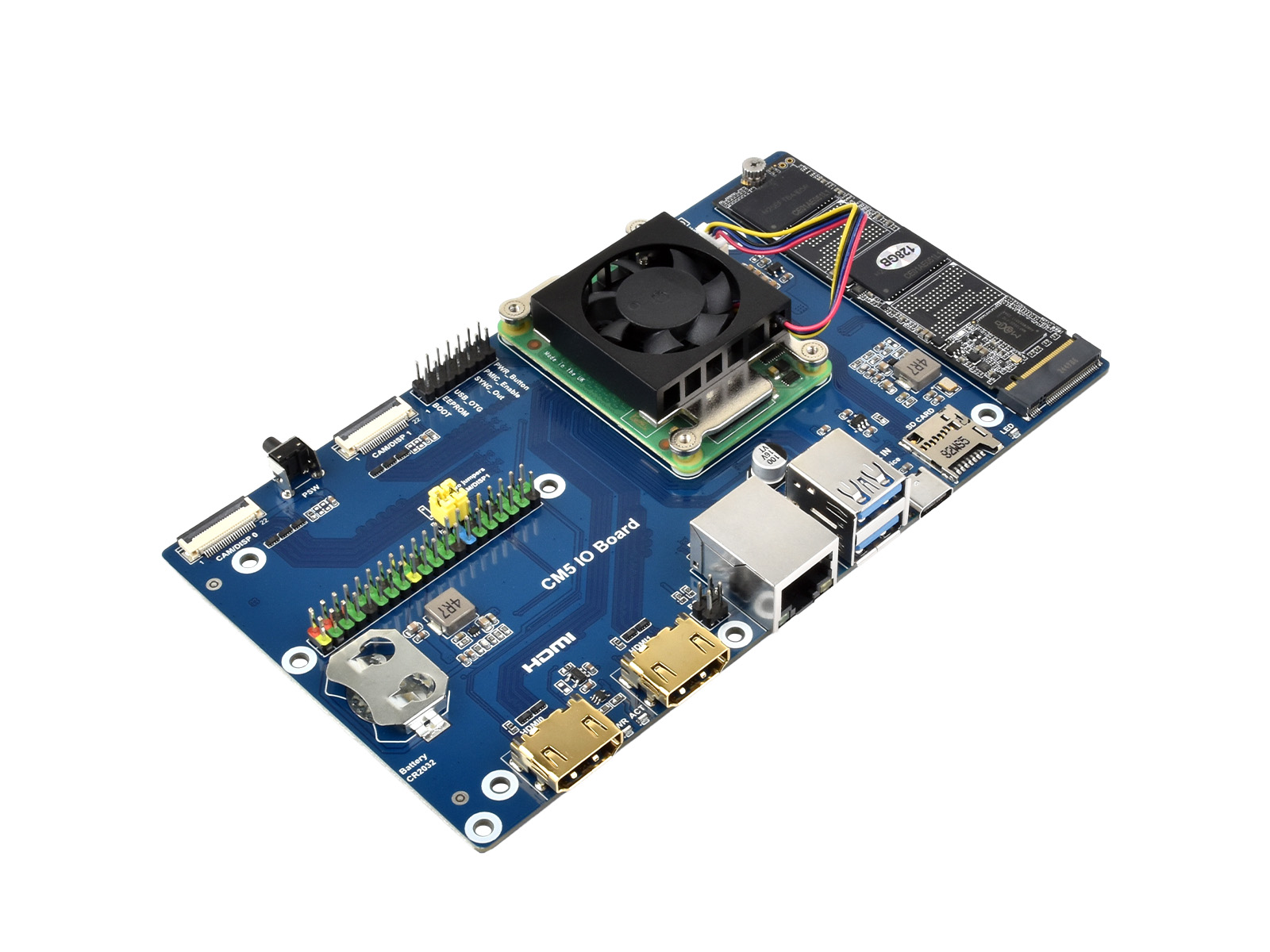 Luckfox CM5 IO Board For Compute Module 5, Dual HDMI Ports, Dual USB3.0 Ports, PoE Gigabit Ethernet RJ45 connector, PCIe M.2 Slot, for all Variants of CM5