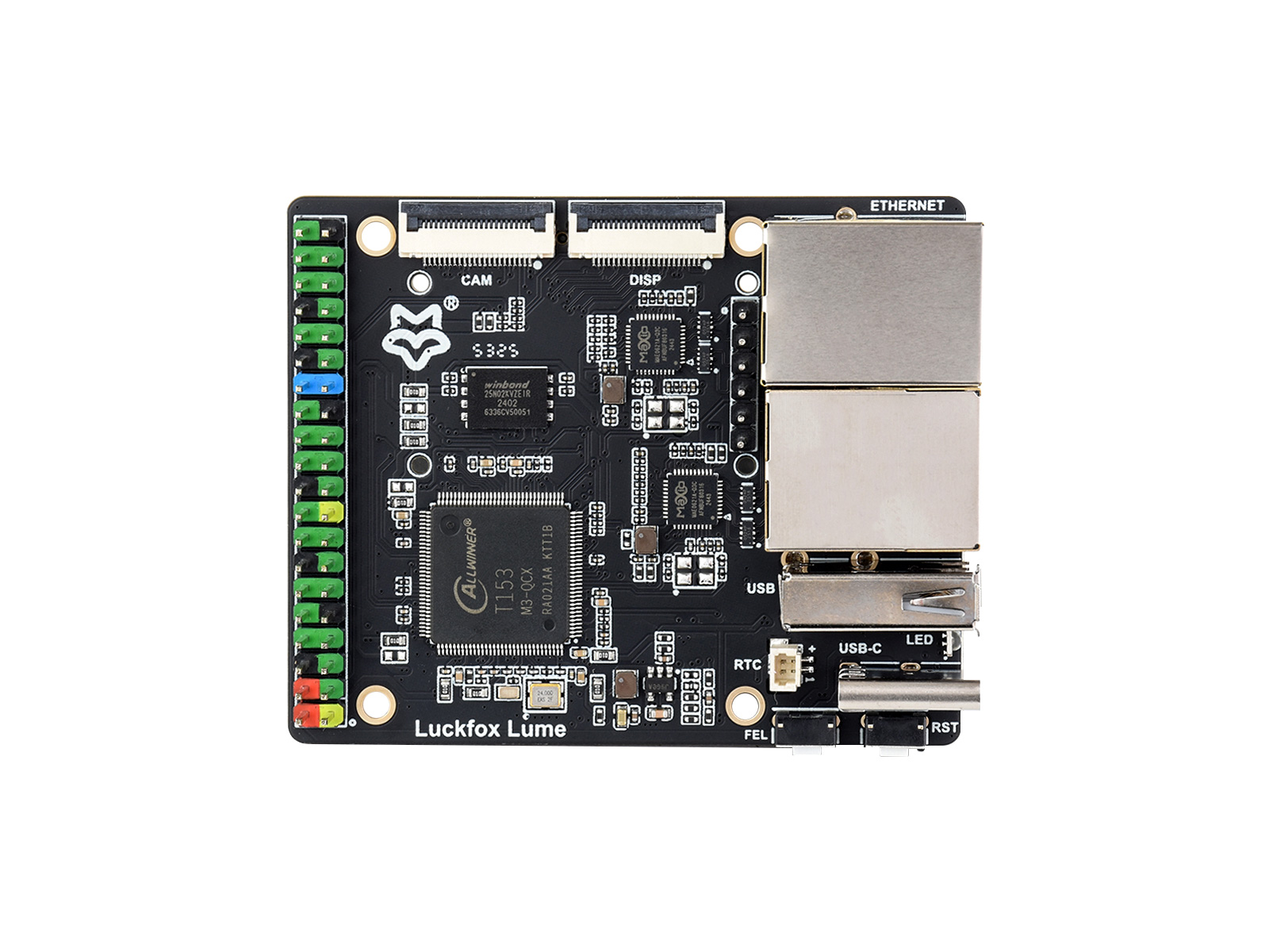 Luckfox Lume High-Performance Linux Development Board, Based On The Allwinner T153 Multi-core Heterogeneous Industrial Processor, Dual Gigabit Ethernet Ports, Built-in 128MB DDR3 Memory And 256MB Flash Storage