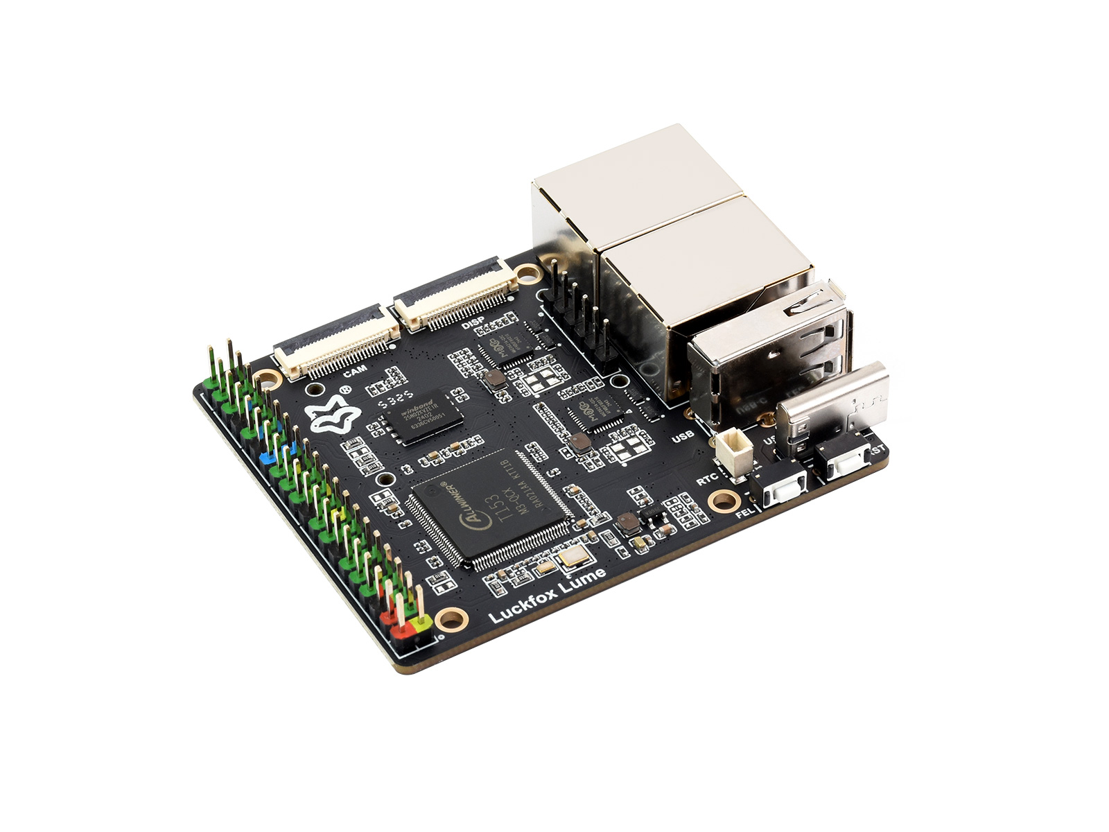 Luckfox Lume High-Performance Linux Development Board, Based On The Allwinner T153 Multi-core Heterogeneous Industrial Processor, Dual Gigabit Ethernet Ports, Built-in 128MB DDR3 Memory And 256MB Flash Storage