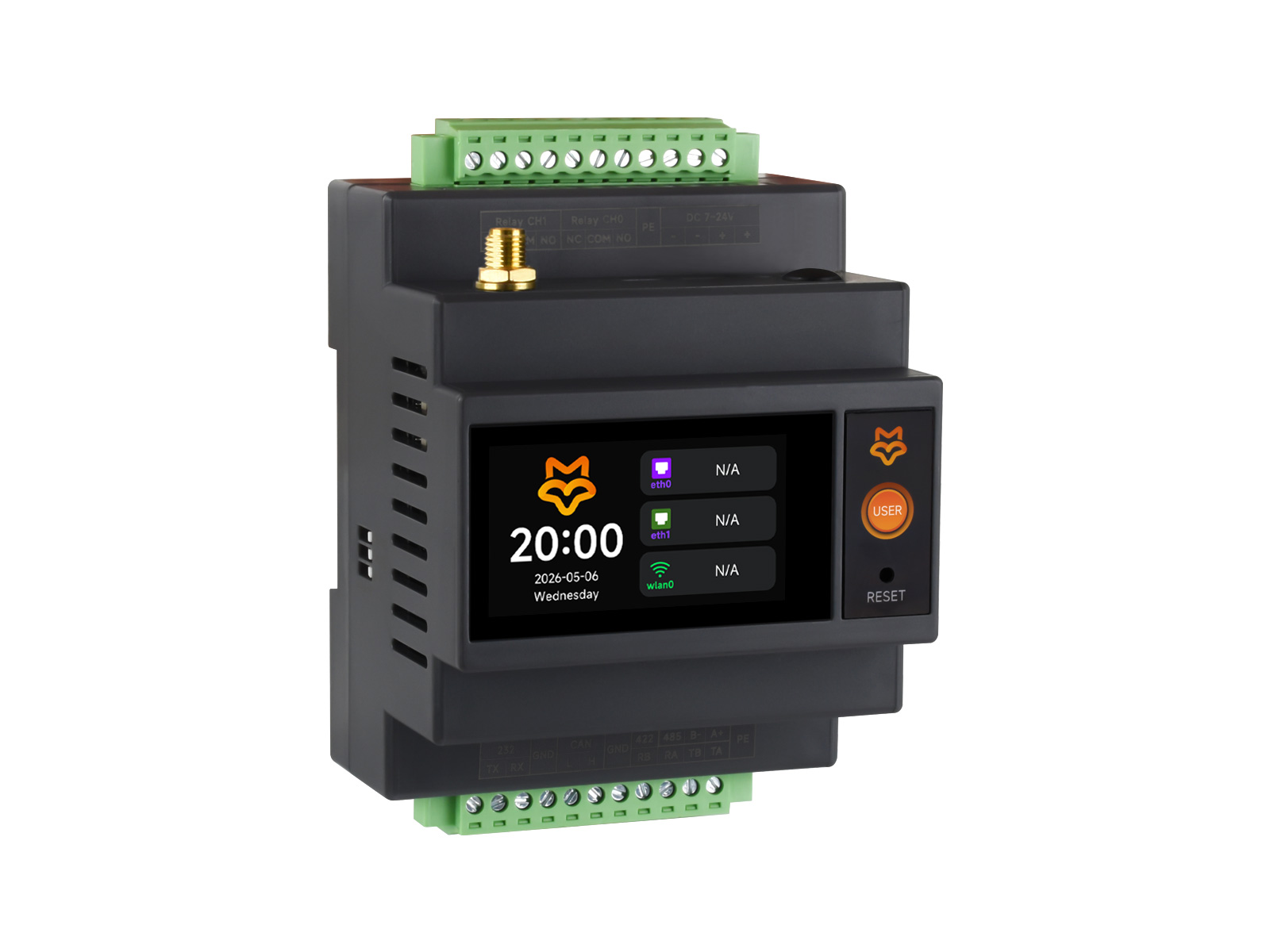 Luckfox Lyra PLC, Core3506-based Linux Programmable Logic Controller with 1.9-inch LCD Touchscreen, Extensive Industrial I/O and Remote Management
