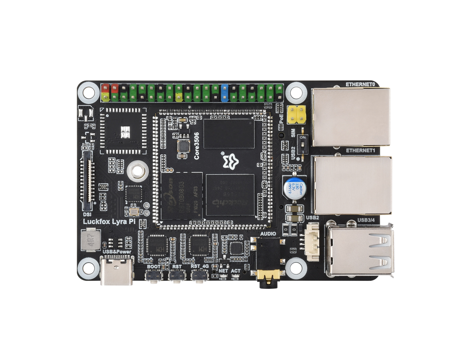 Luckfox Lyra Pi Linux Micro Development Board, Based On Luckfox Core3506 Core Board, Integrates Triple-core ARM Cortex-A7 and ARM Cortex-M0 Processors