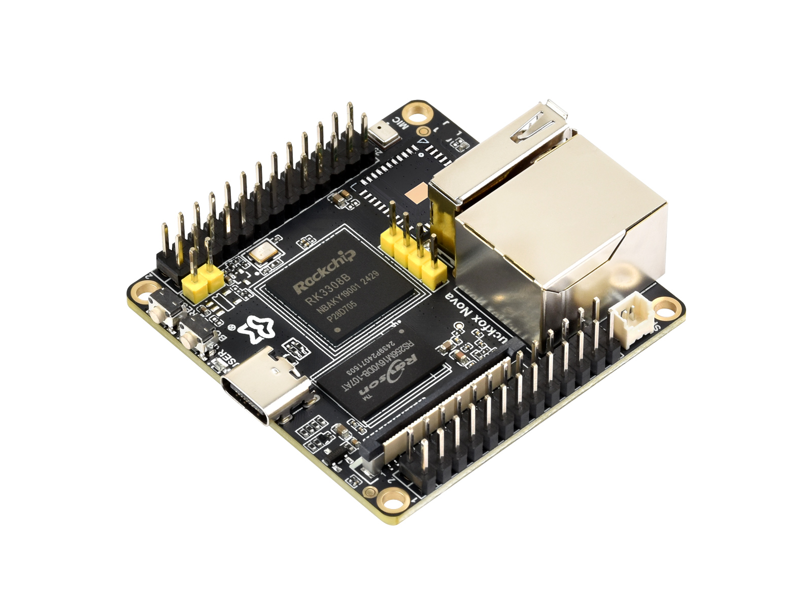 Luckfox Nova Micro Development Board, Based On Rockchip RK3308B, 8GB eMMC, Integrated High-Performance Audio Codec, Optional for Wireless / PoE Module