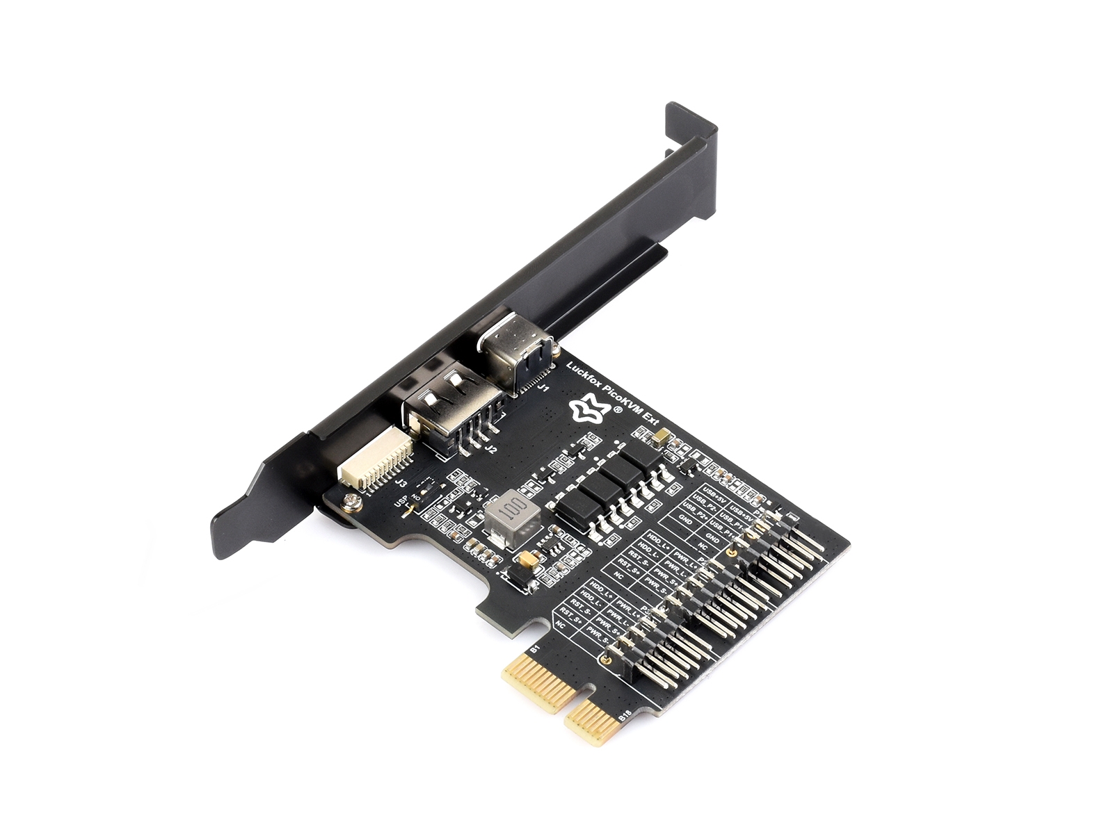 Luckfox PicoKVM Ext Expansion Board, Compatible With PCIe ×1 / ×4 / ×8 / ×16 Slots, Adapting Motherboard USB Ports, Works With Luckfox PicoKVM For Remote Power Management