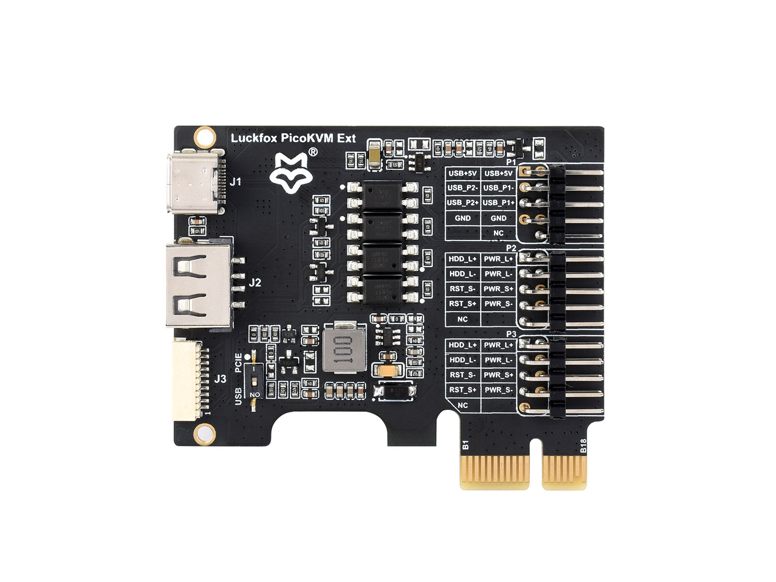 Luckfox PicoKVM Ext Expansion Board, Compatible With PCIe ×1 / ×4 / ×8 / ×16 Slots, Adapting Motherboard USB Ports, Works With Luckfox PicoKVM For Remote Power Management