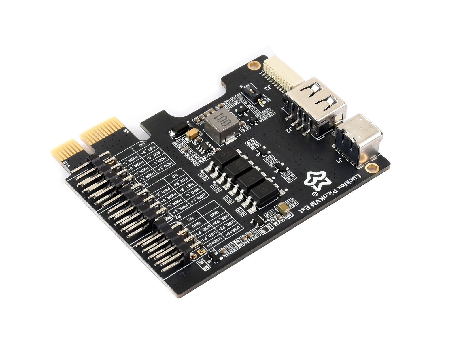 Luckfox PicoKVM Ext Expansion Board, Compatible With PCIe ×1 / ×4 / ×8 / ×16 Slots, Adapting Motherboard USB Ports, Works With Luckfox PicoKVM For Remote Power Management