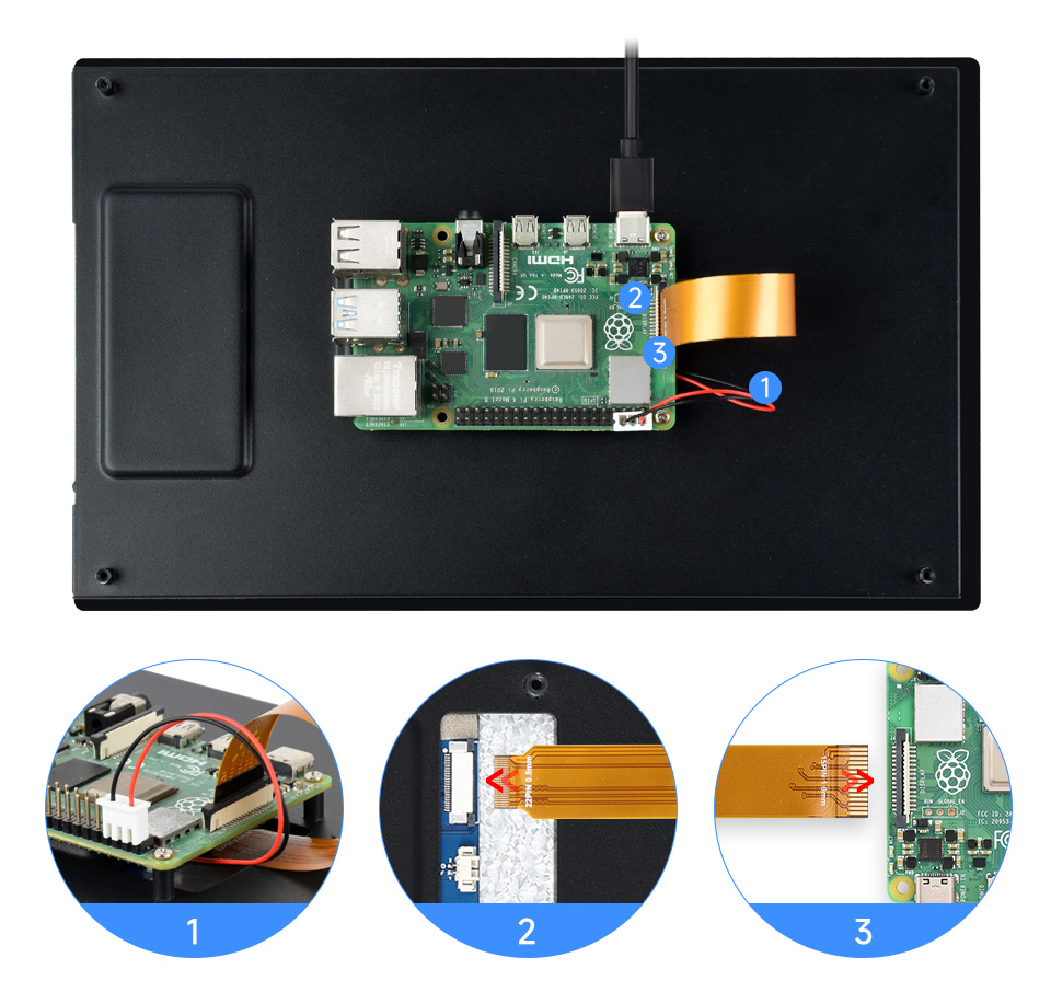 10.1inch capacitive touch display, Connecting to Raspberry Pi 4B