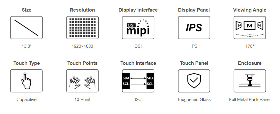 13.3inch Capacitive Touch Display, supports better image quality