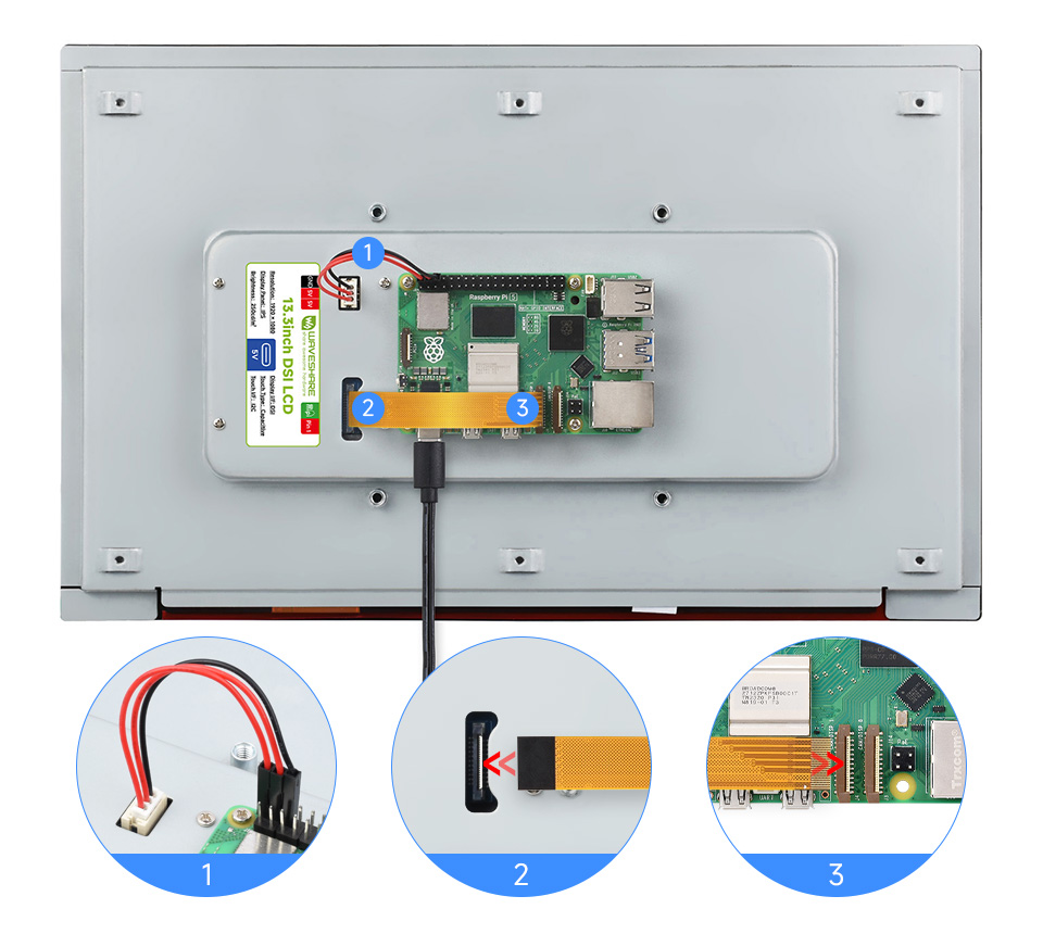 13.3inch DSI capacitive touch display, working with Raspberry Pi 5