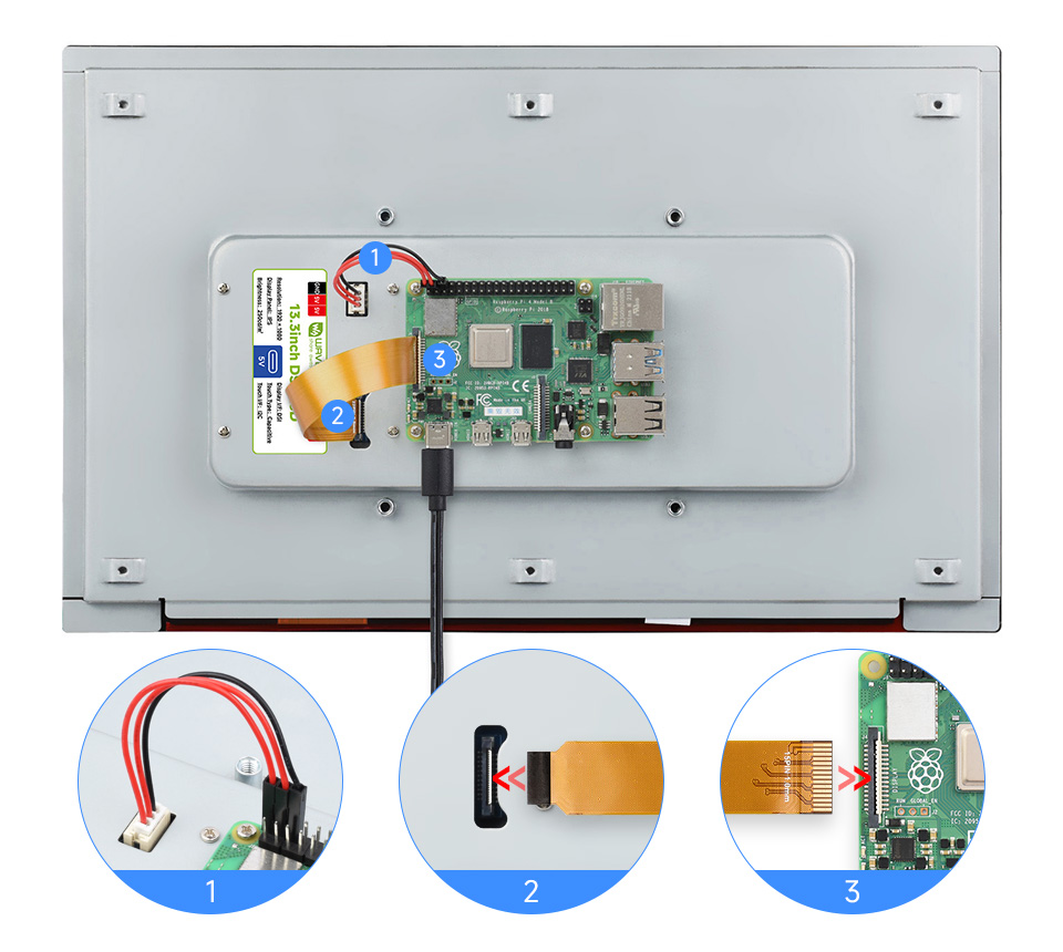 13.3inch DSI capacitive touch display, working with Raspberry Pi 4B