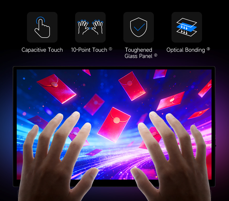 14inch 4K Touch Monitor with Stand, dual-screen operation demo