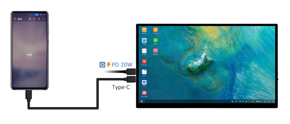 14inch 4K Touch Monitor with Stand, working with Full-Featured Type-C Smartphone