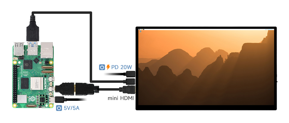 14inch 4K Touch Monitor with Stand, working with Raspberry Pi 5