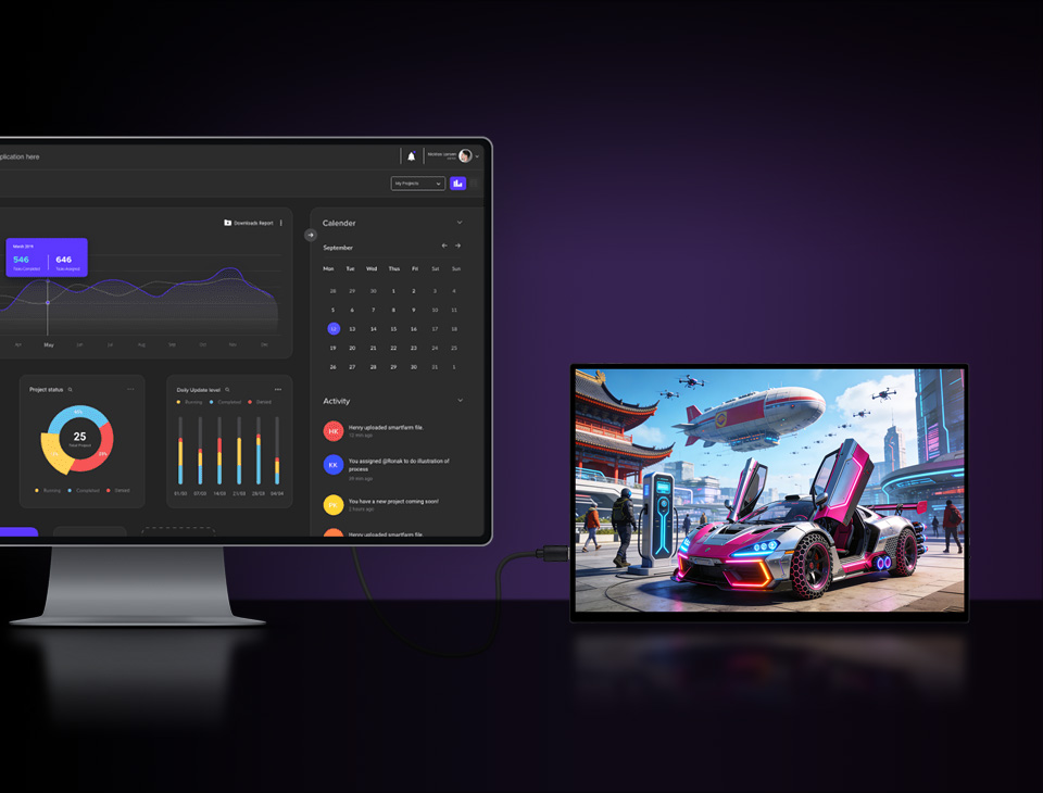 16inch 2K Touch Monitor with Stand, dual-screen operation demo