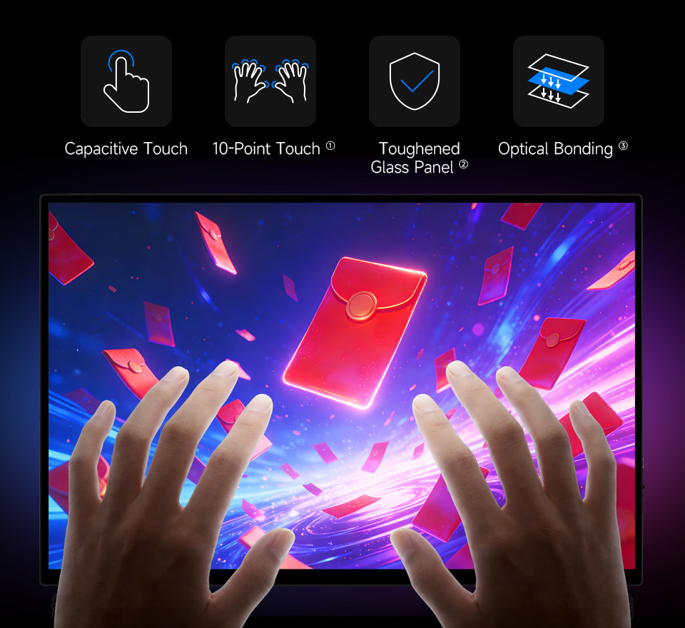 16inch 2K Touch Monitor with Stand, dual-screen operation demo