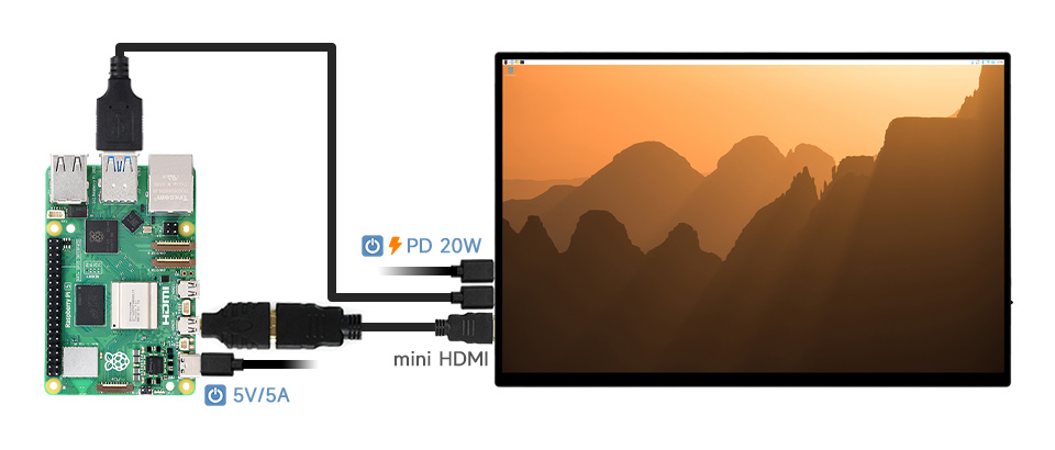 16inch 2K Touch Monitor with Stand, working with Raspberry Pi 5