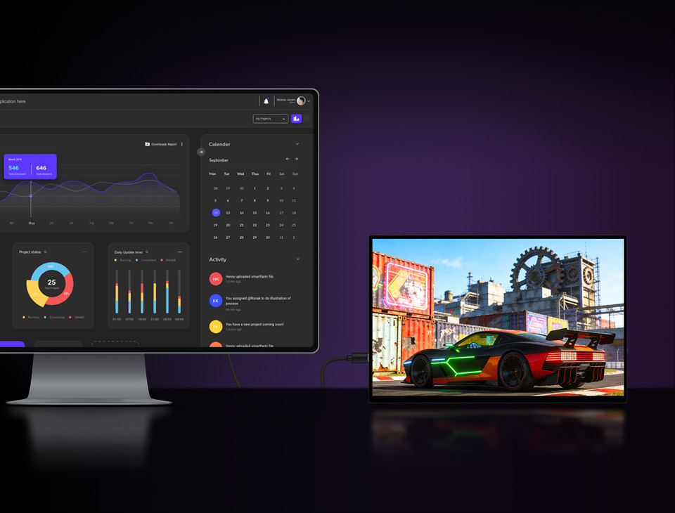 16inch 4K Touch Monitor with Stand, dual-screen operation demo
