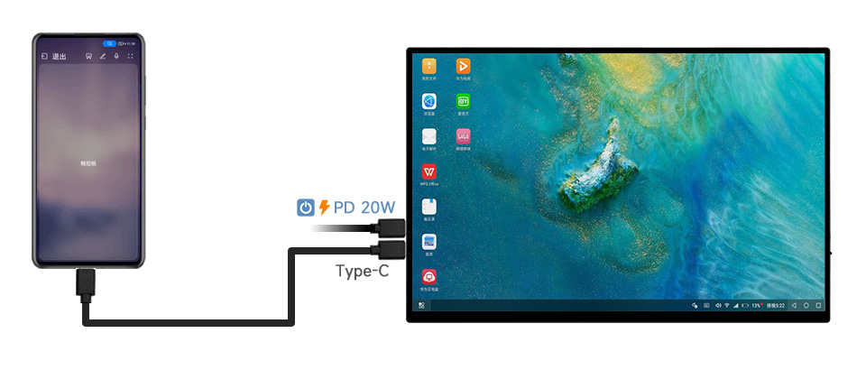 16inch 4K Touch Monitor with Stand, working with Full-Featured Type-C Smartphone