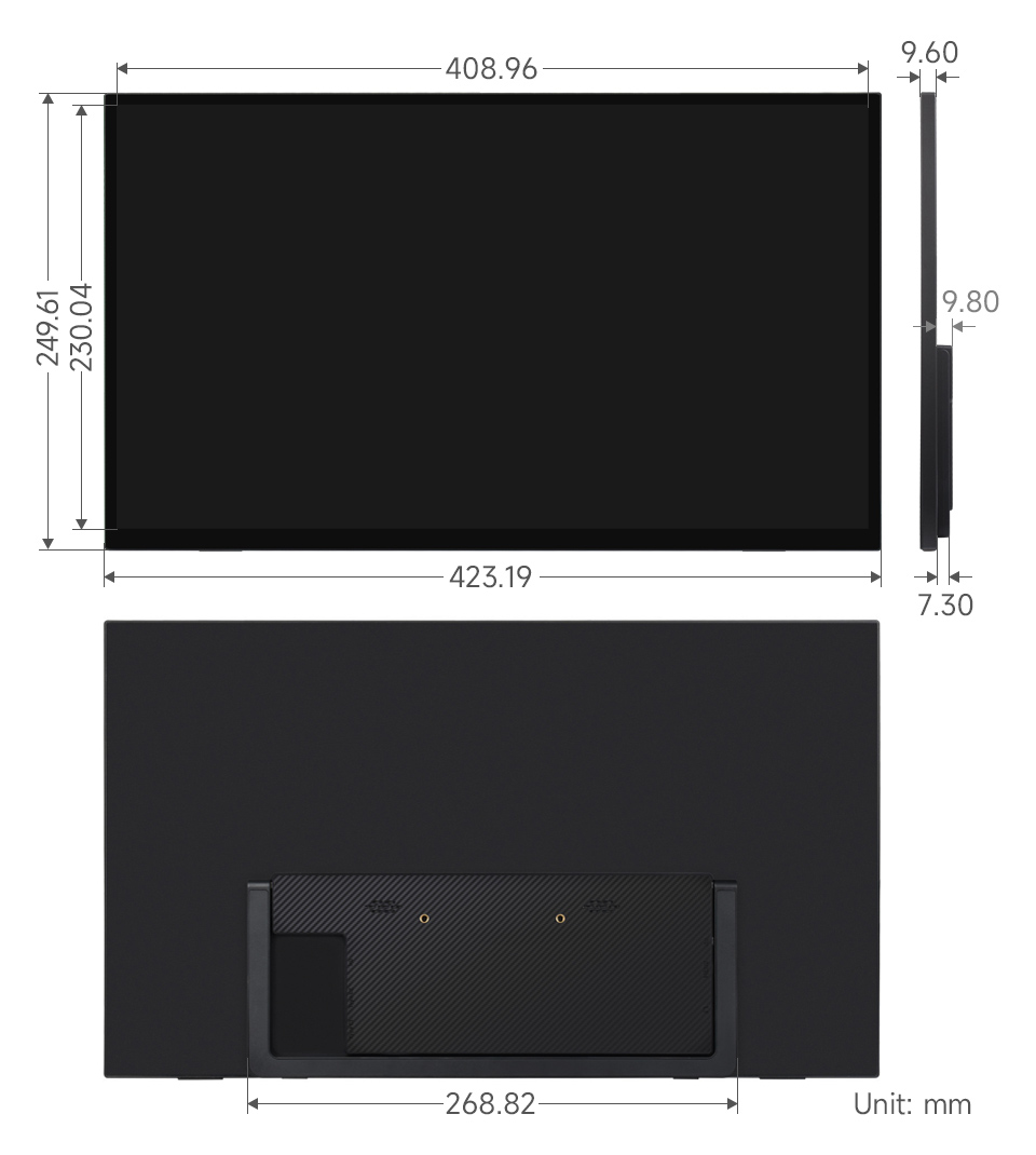  18.5inch Touch Monitor with Stand, outline dimensions