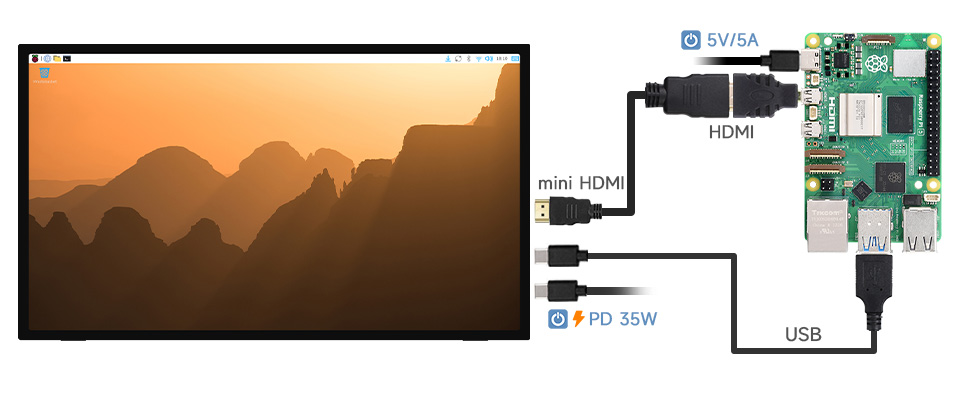  21.5inch Touch Monitor with Stand, Working with Raspberry Pi 5