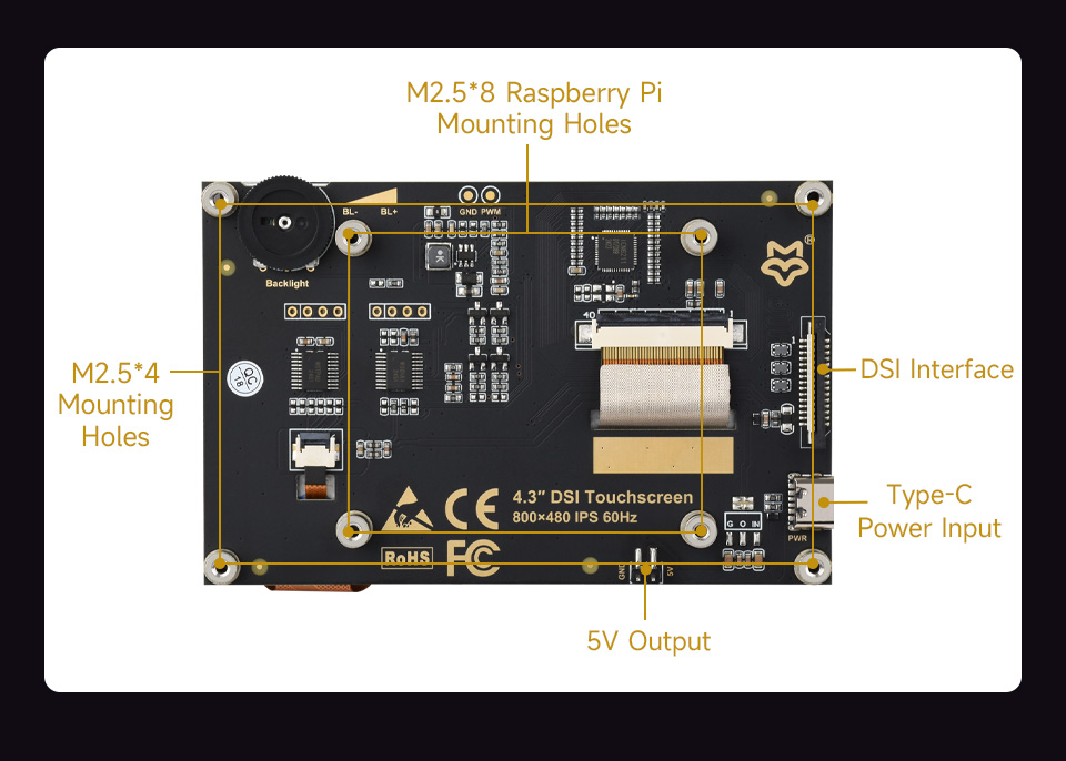 4inch DSI Capacitive Touch Display, interface introduction