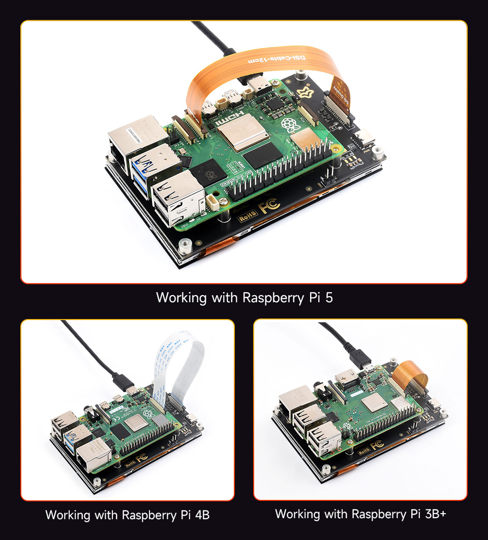 4inch DSI Capacitive Touch Display, connection examples