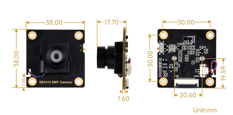 IMX415 8MP Camera Module, outline dimensions