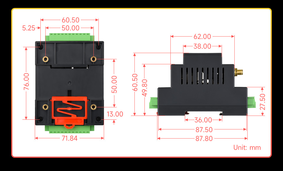 Luckfox Lyra PLC outline dimensions in mm

