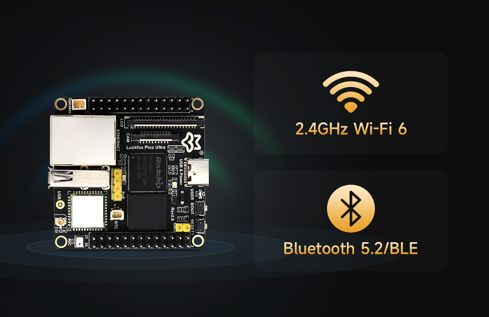 Luckfox Pico Ultra series, onboard WiFi 6 and Bluetooth module