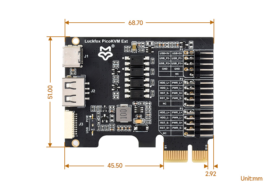 Luckfox PicoKVM Ext, Luckfox PicoKVM Ext dimensions